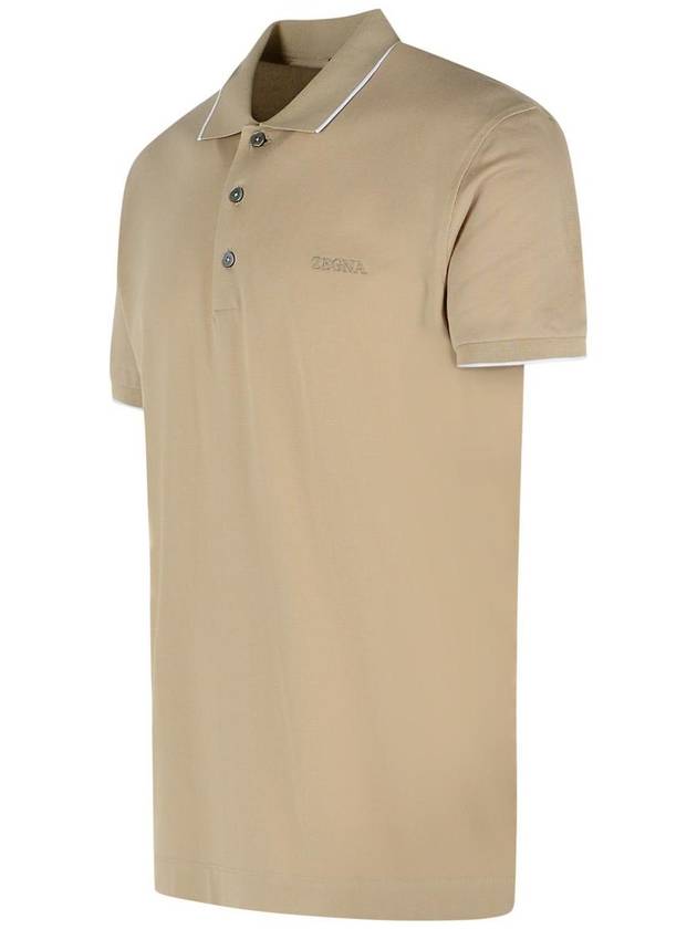 Zegna Beige Cotton Polo Shirt - ERMENEGILDO ZEGNA - BALAAN 2