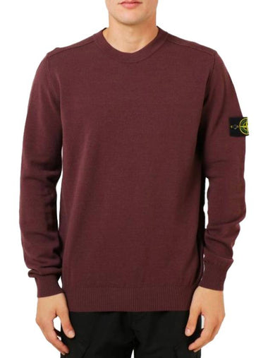 Wappen Patch Crew Neck Wool Knit Top Burgundy - STONE ISLAND - BALAAN 1