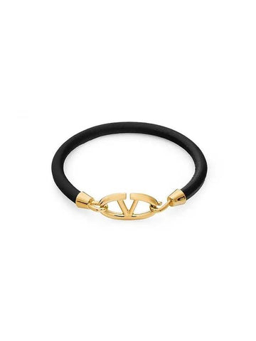 Valentino 5Y2J0R86 RMP 0NO J0R86 Garavani V Logo Bold Edition Leather Bracelet - RED VALENTINO - BALAAN 1