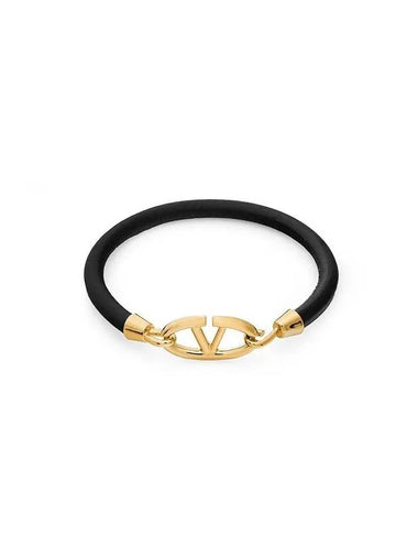 Valentino 5Y2J0R86 RMP 0NO J0R86 Garavani V Logo Bold Edition Leather Bracelet - RED VALENTINO - BALAAN 1