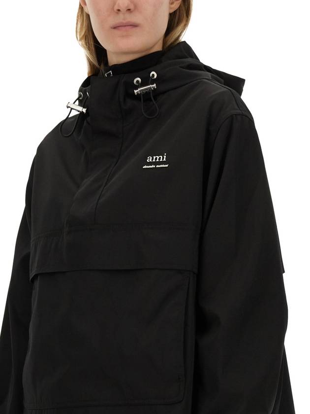 Alexandre Mattiussi Hooded Windbreaker Black - AMI - BALAAN 5