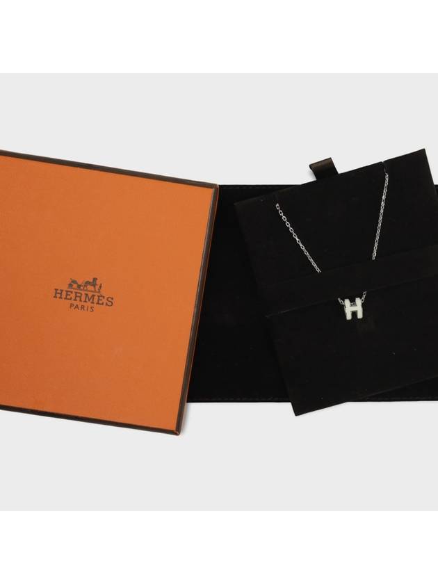 Mini Pop H Pendant Necklace Palladium Blanc - HERMES - BALAAN.