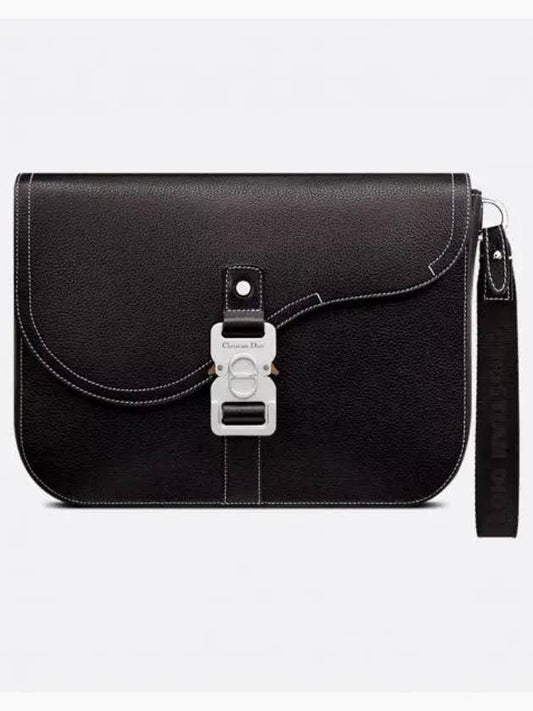 Saddle A5 Grained Calfskin Pouch Black - DIOR - BALAAN 2