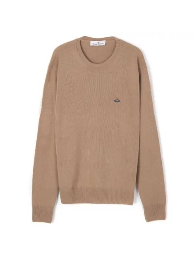 ORB Embroidered Crew Neck Knit Top Beige - VIVIENNE WESTWOOD - BALAAN 1