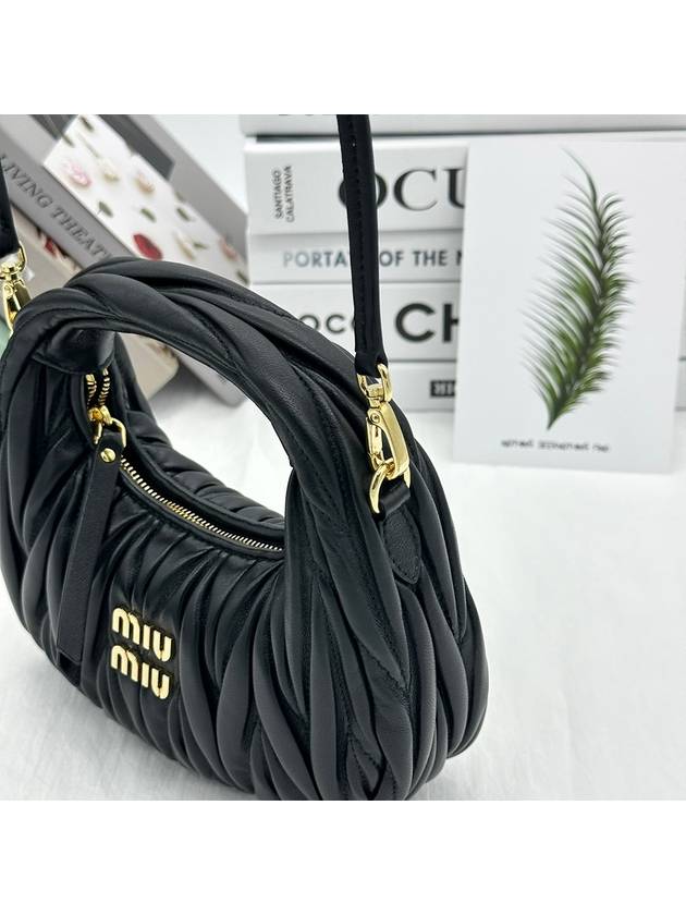 Wander Matelasse Nappa Leather Hobo Mini Bag Black - MIU MIU - BALAAN 5