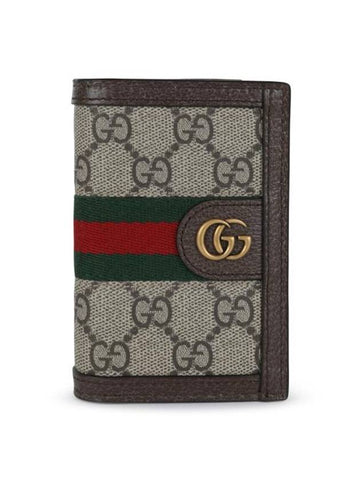 Ophidia Web GG Supreme Canvas Card Wallet Brown - GUCCI - BALAAN 1