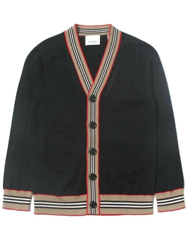 Kids Icon Stripe Trim Cardigan Black - BURBERRY - BALAAN 3