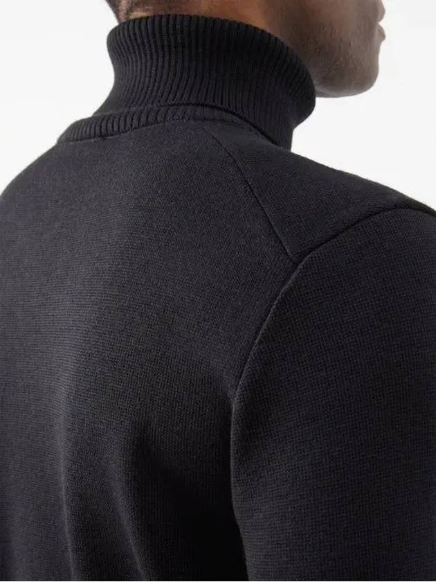 De Cour Embroidered Logo Extra Fine Merino Wool Turtleneck Black - AMI - BALAAN 4