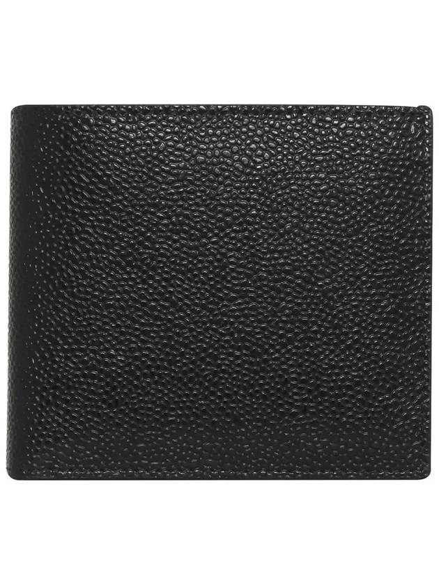 Pebble Grain Leather Half Wallet Black - THOM BROWNE - BALAAN 3