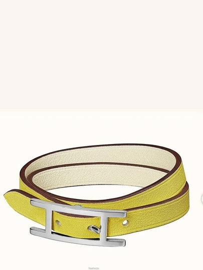 Double-sided leather bracelet h logo bracelet Click Ash - HERMES - BALAAN 2