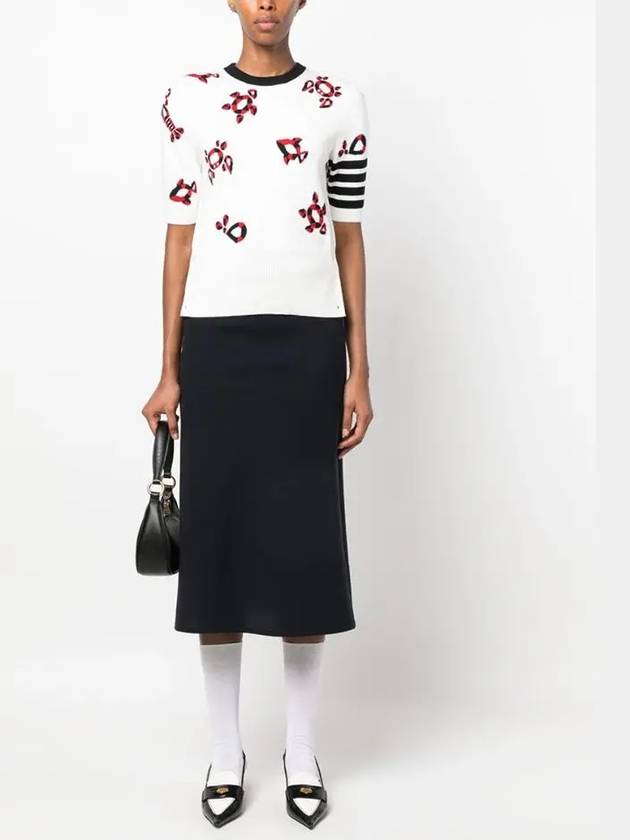 Women's 4 Bar Intarsia Knit Top White - THOM BROWNE - BALAAN 3