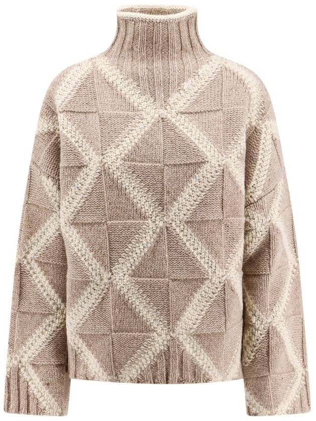 Argyle Intarsia Wool Turtleneck Desert Mel - BOTTEGA VENETA - BALAAN 2