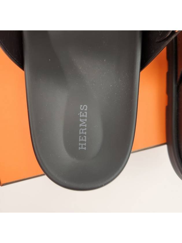 Hermes Chypre H Logo Calfskin Sandals Black - HERMES - BALAAN 9