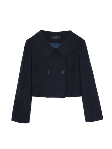 Colin Wool Lovely Sailor Big Collar Double Button Crop Jacket Midnight COLIN41MN - RAMUSTUDIO - BALAAN 1