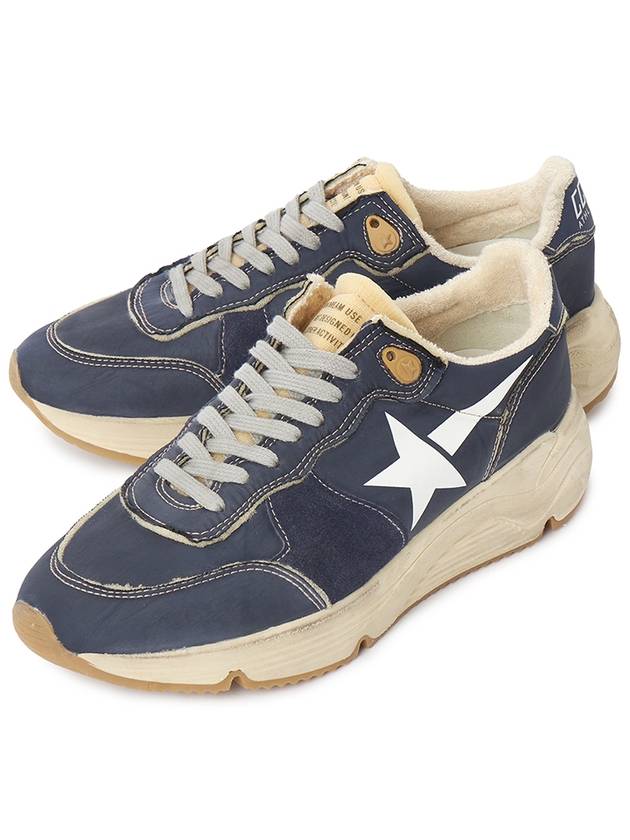 White Star Print Nylon Low Top Sneakers Dark Blue - GOLDEN GOOSE - BALAAN 2