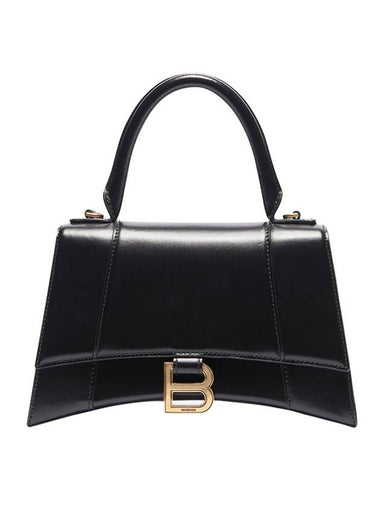 Hourglass Small Tote Bag in Shiny Box Calfskin Black - BALENCIAGA - BALAAN 1