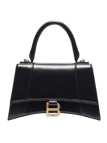 Hourglass Small Tote Bag in Shiny Box Calfskin Black - BALENCIAGA - BALAAN 1