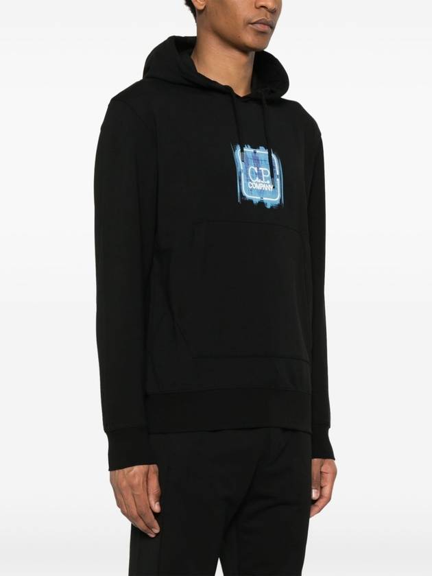 Metropolis Series Logo Print Fleece Hoodie Black - CP COMPANY - BALAAN 4