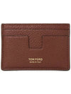 Classic Logo Grain Leather Card Wallet Brown - TOM FORD - BALAAN 1