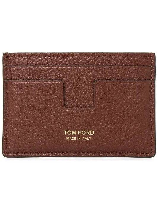 Classic Logo Grain Leather Card Wallet Brown - TOM FORD - BALAAN 1