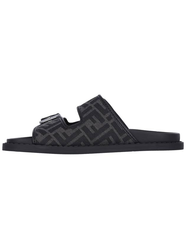 Men's Peel Jacquard Fabric Sandals Black - FENDI - BALAAN 4