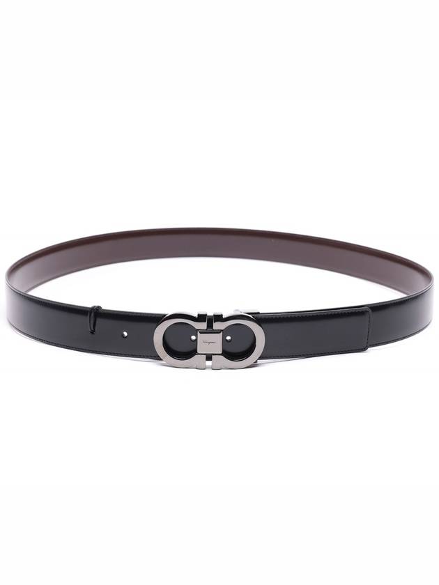 Double Gancini Reversible Leather Belt Black Auburn - SALVATORE FERRAGAMO - BALAAN 5