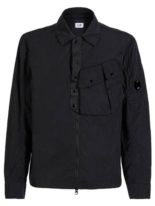 Men's Lens Wappen Chrome R Shirt Jacket Black - CP COMPANY - BALAAN.