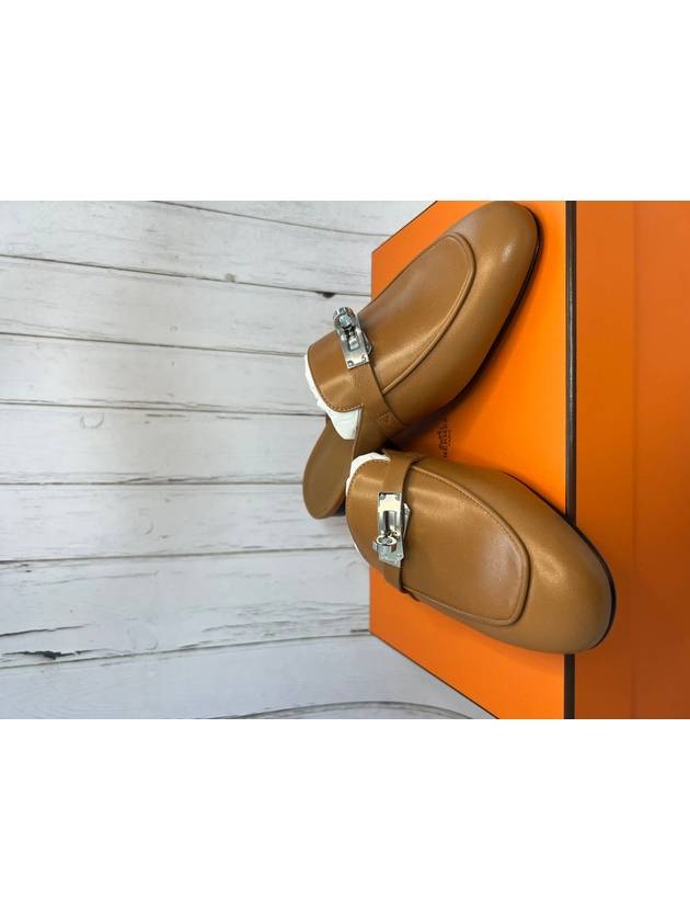 Oz Gold Hardware Goatskin Mules Naturel - HERMES - BALAAN 2