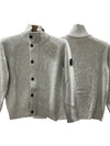 Kids Waffen Patch Wool Zip up Cardigan 14 Melange Gray 8116503Z1 V0M64 - STONE ISLAND - BALAAN 1