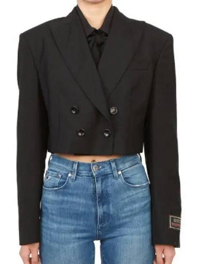 Wool Mohair Cropped Jacket Black - GUCCI - BALAAN 2