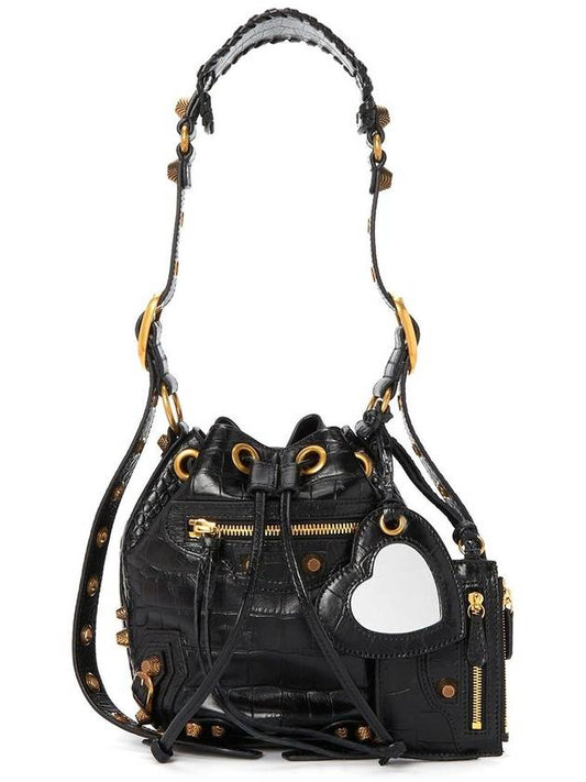 Le Cagol XS Leather Bucket Bag Black - BALENCIAGA - BALAAN 2