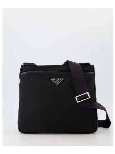 Triangle Logo Re-nylon Saffiano Leather Cross Bag Black - PRADA - BALAAN 2