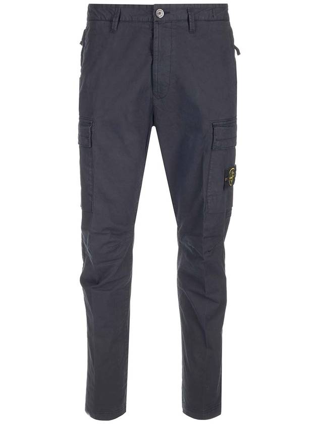 Stretch Cotton Gabardine Garment Dyed Cargo Straight Pants Navy - STONE ISLAND - BALAAN 2