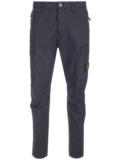 Stretch Cotton Gabardine Garment Dyed Cargo Straight Pants Navy - STONE ISLAND - BALAAN 2