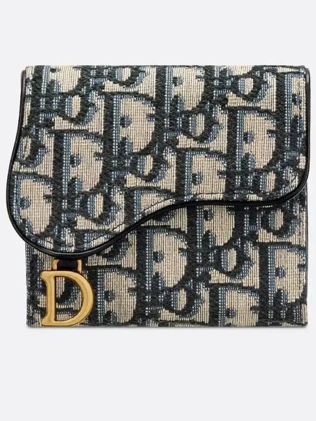 Saddle Lotus Wallet Blue  Oblique Jacquard - DIOR - BALAAN 2