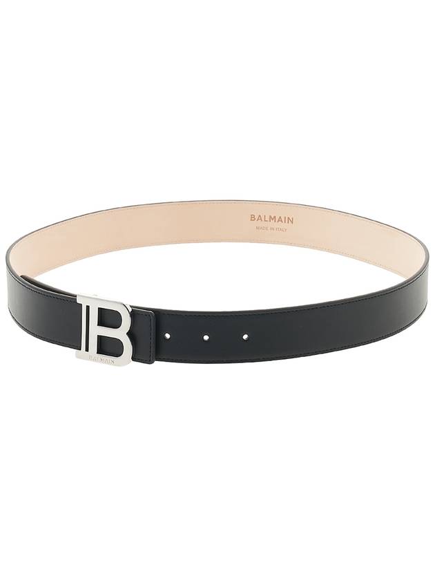 Buckle Smooth Leather Belt Black - BALMAIN - BALAAN.