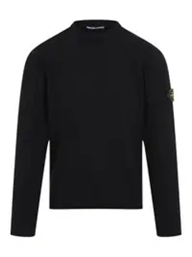 Logo Organic Cotton Long Sleeve T-Shirt Black - STONE ISLAND - BALAAN 1