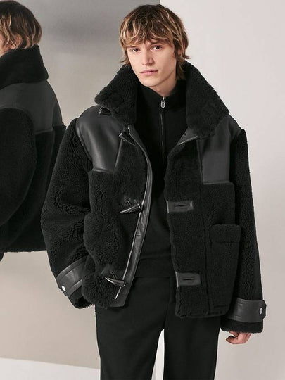 Sheepskin Mustang Duffle Jacket Black - HERMES - BALAAN 2