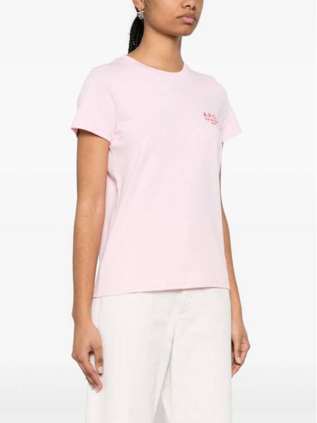 Denise Embroidered Logo Short Sleeve T-shirt Pink - A.P.C. - BALAAN 4