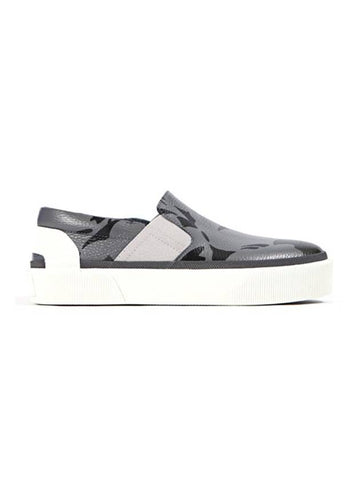 Men's Leather Nylon Slip-On Grey - LANVIN - BALAAN 1