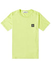 Logo Patch Short Sleeve T-Shirt Neon Yellow - STONE ISLAND - BALAAN 2