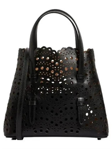 Mina 20 Vienne Wave Lux Calfskin Tote Bag Black - ALAIA - BALAAN 1