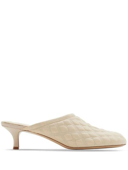 Embroidered Quilted Mule Ivory - BURBERRY - BALAAN 1