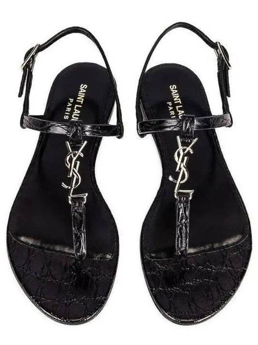 SAINT LAURENT Women's Cassandra Flat Sandals Black 659817 2ZEJJ 1000 - SAINT LAURENT - BALAAN