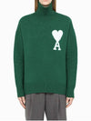 Big Heart Logo Knit Turtleneck Green - AMI - BALAAN 2