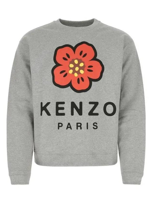 Men's BOKE Flower Print Logo Sweatshirt Gray - KENZO - BALAAN.