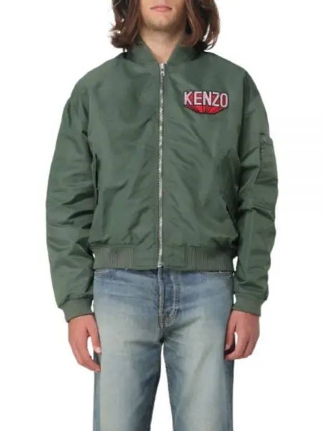 3D Logo Patch Pocket Bomber Jacket Dark Khaki - KENZO - BALAAN 2