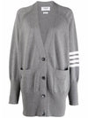 Stitched Cotton 4 Bar Cardigan Grey - THOM BROWNE - BALAAN 5