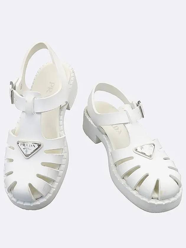 1X857M White Sporty Foam Rubber Buckle Chunky Sandals 37 240MM - PRADA - BALAAN 2