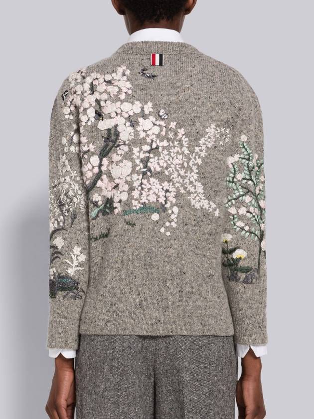 Women's Donegal Mohair Tweed Embroidered Knit Top Grey - THOM BROWNE - BALAAN 6